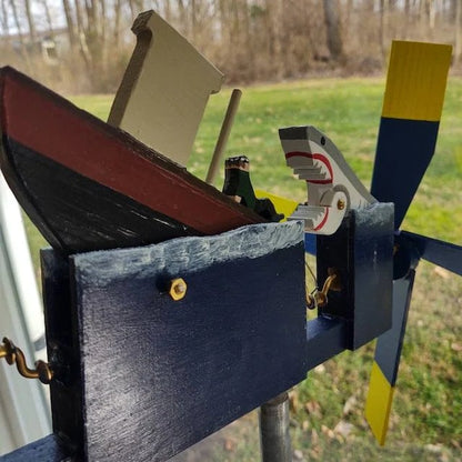 Jaws Disaster Whirligig - Funny Garden Decor