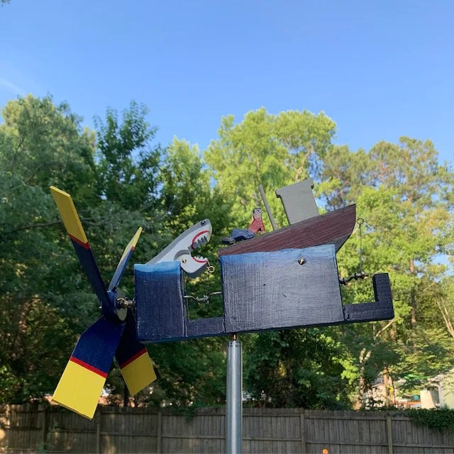 Jaws Disaster Whirligig - Funny Garden Decor