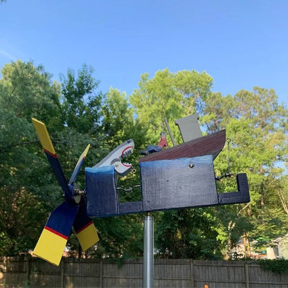 Jaws Disaster Whirligig - Funny Garden Decor