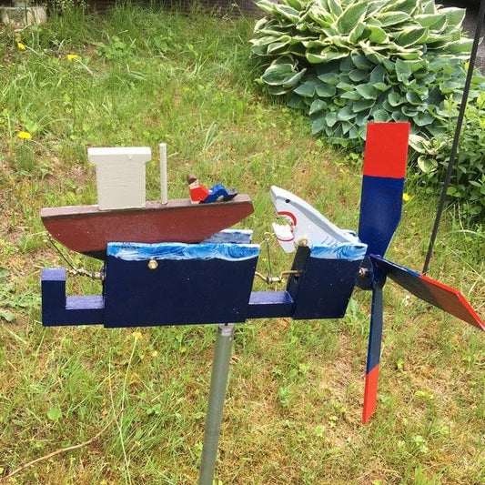 Jaws Disaster Whirligig - Funny Garden Decor