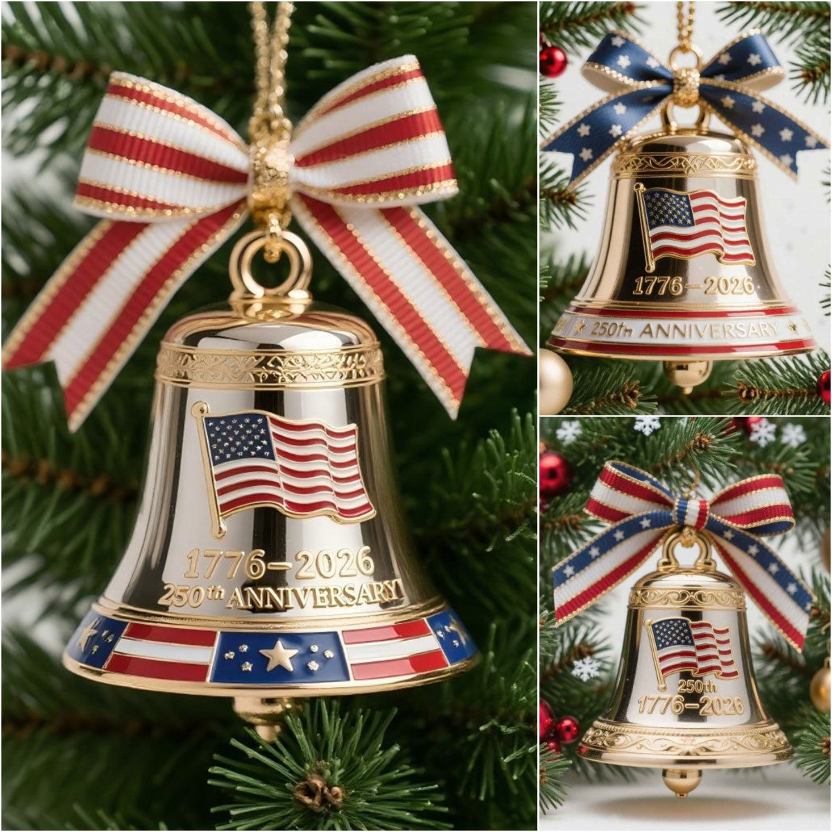 USA 250th Anniversary Bell Ornaments