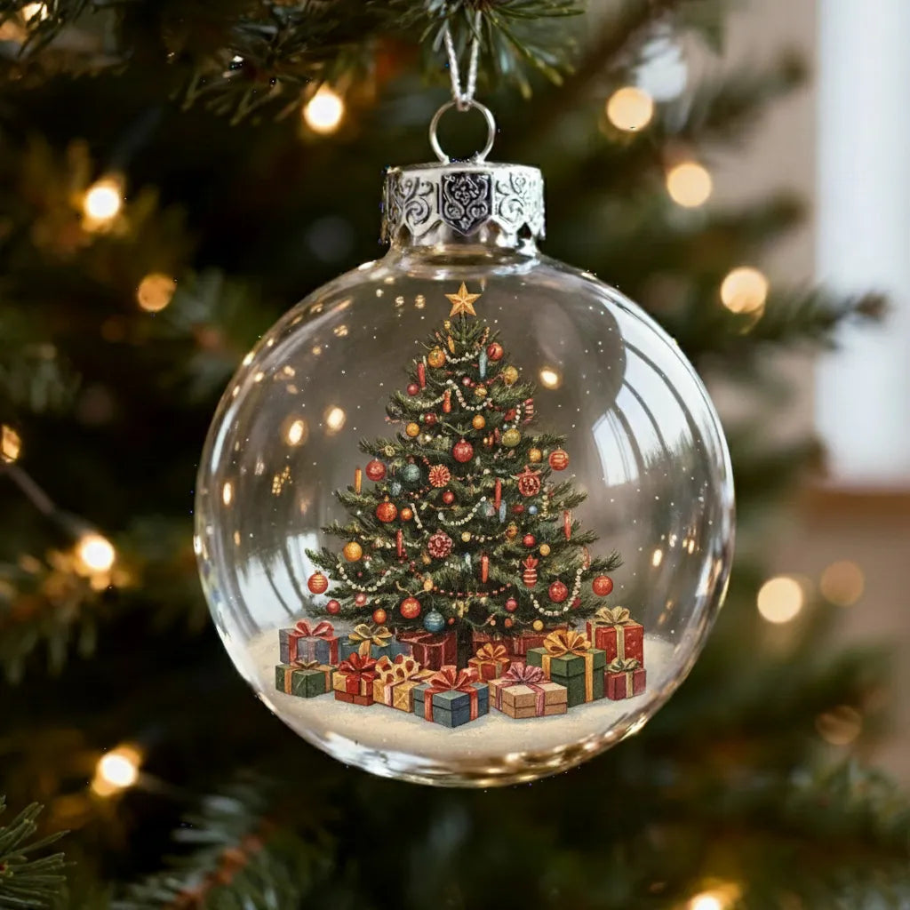 Vintage Christmas Scene Bulb Ornaments