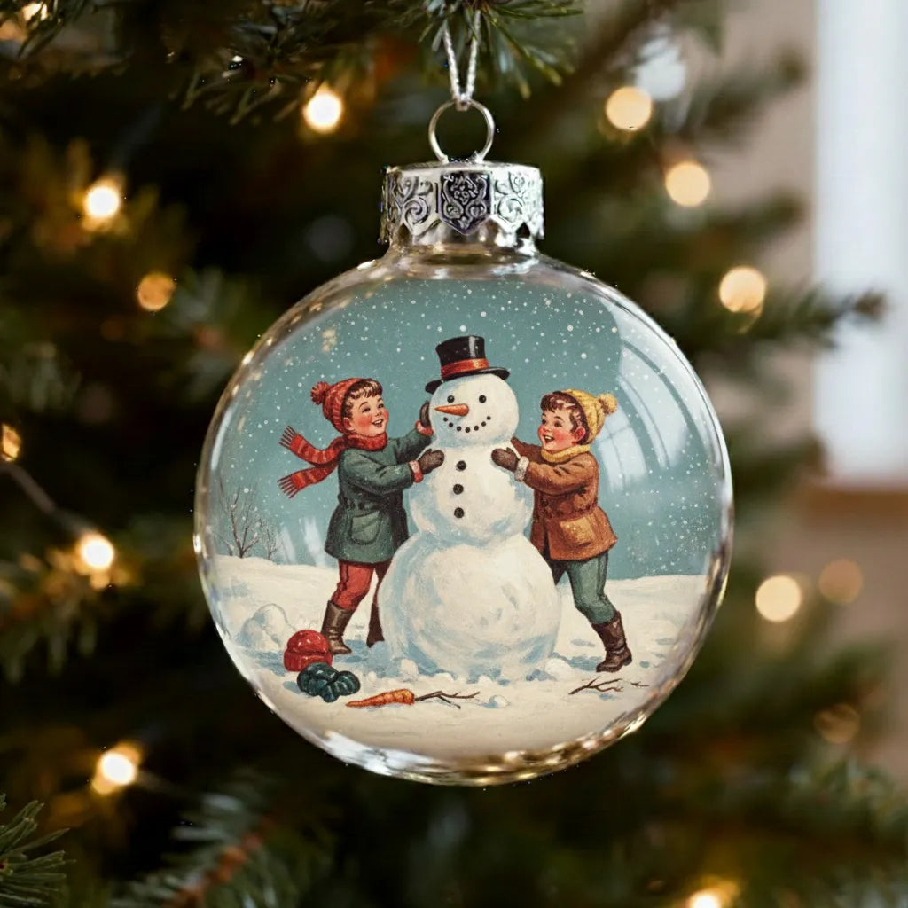 Vintage Christmas Scene Bulb Ornaments