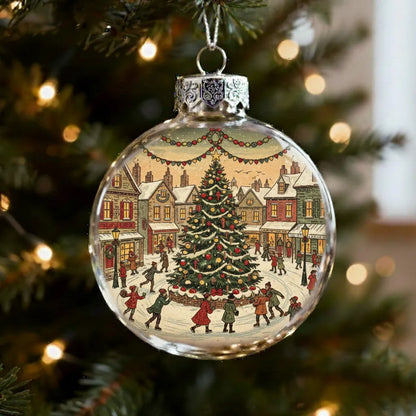 Vintage Christmas Scene Bulb Ornaments