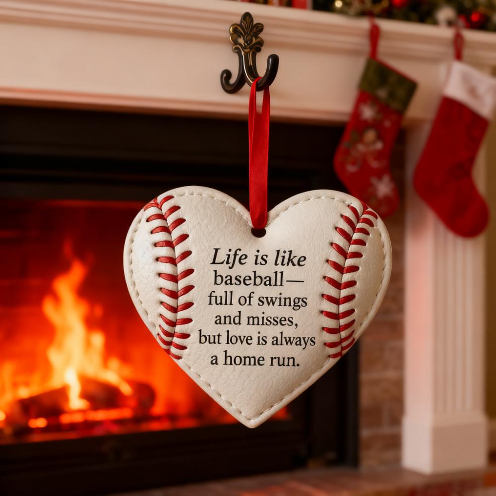 Heart-shaped Baseball Ornaments