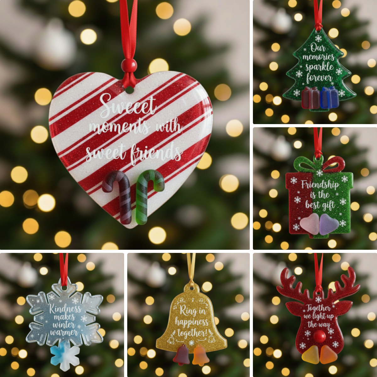Friendship & Joy Sea Glass Ornaments