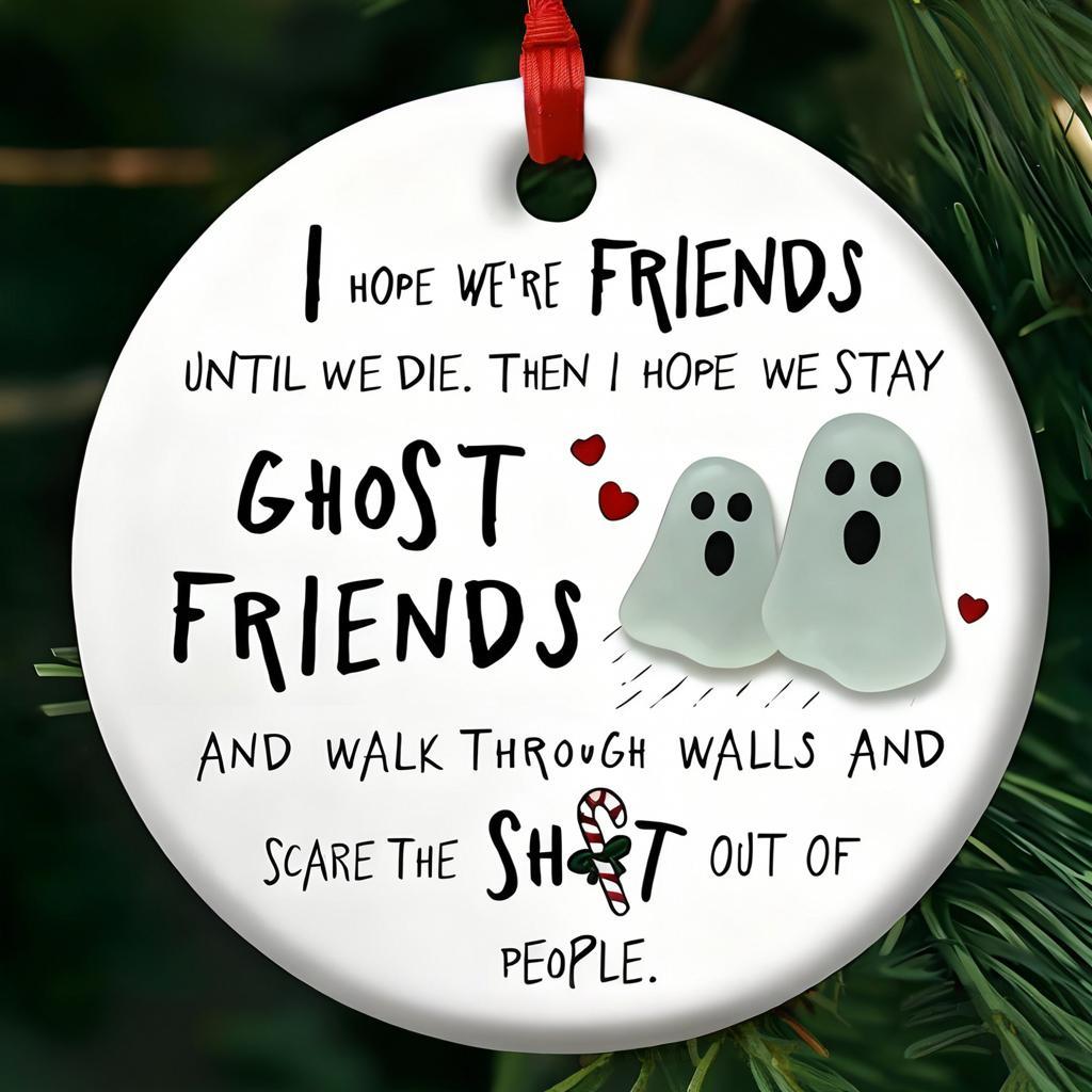 Ghost Friends Forever Sea Glass Ornament